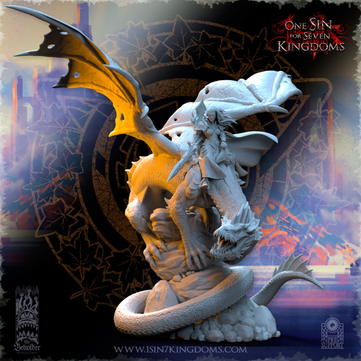 3D Printable Ynariel, Princess of Elves on Dragon by The