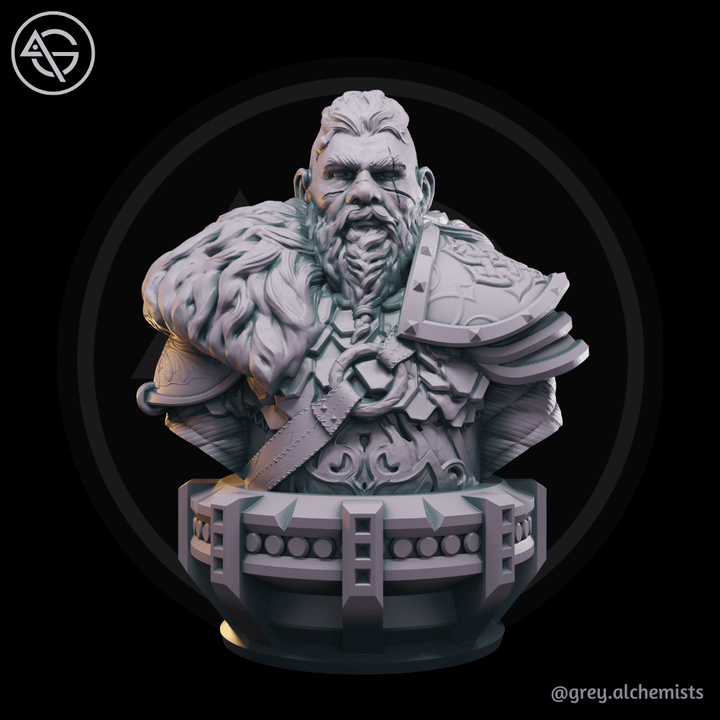 Durnir The Stonefist, Fantasy Character Bust DnD STL (Pre-Supported) image
