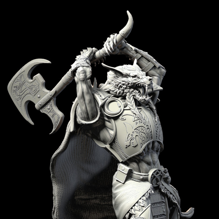 3d Printable Werewolf Warlord Smashing Axe (50mm) By Arcanum Workshop