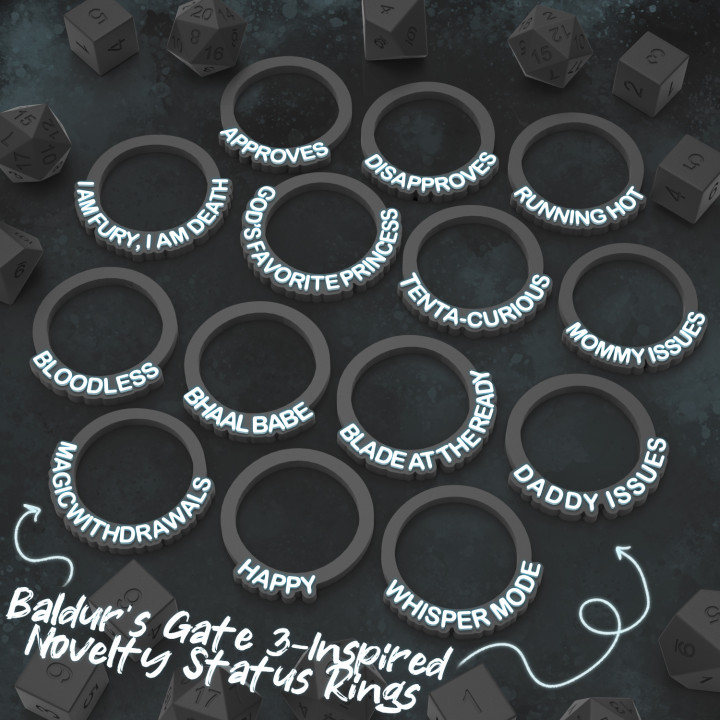 Baldur's Gate 3-Inspired Novelty Status Rings image