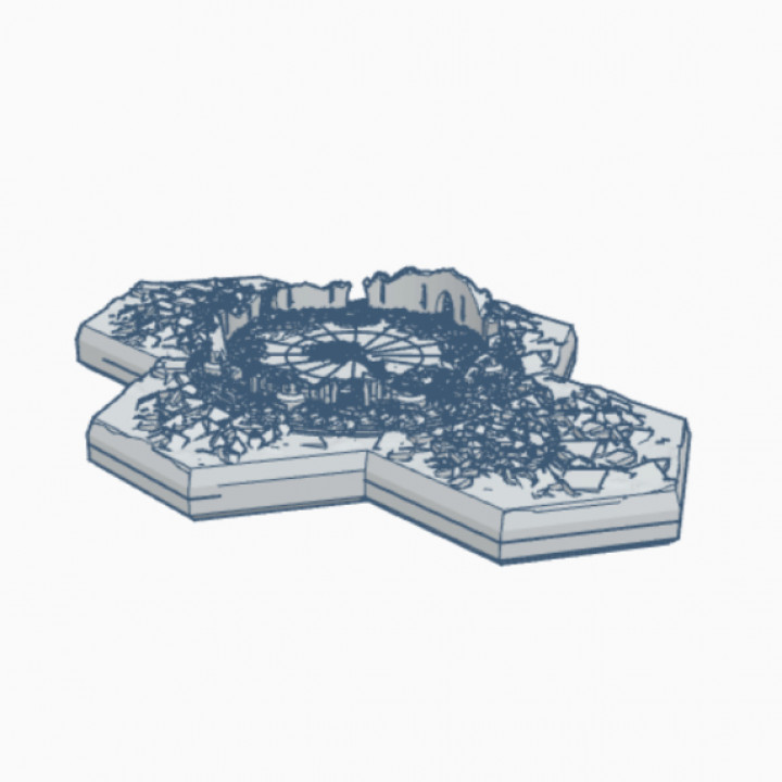 3D Printable Gothic Destroyed Shrine Hex Map Scale by Wargame Forge