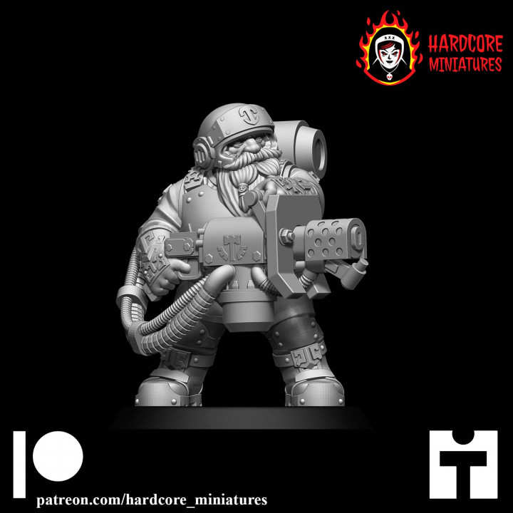 Veteran Dwarf with Heavy Flamer and Special Weapons