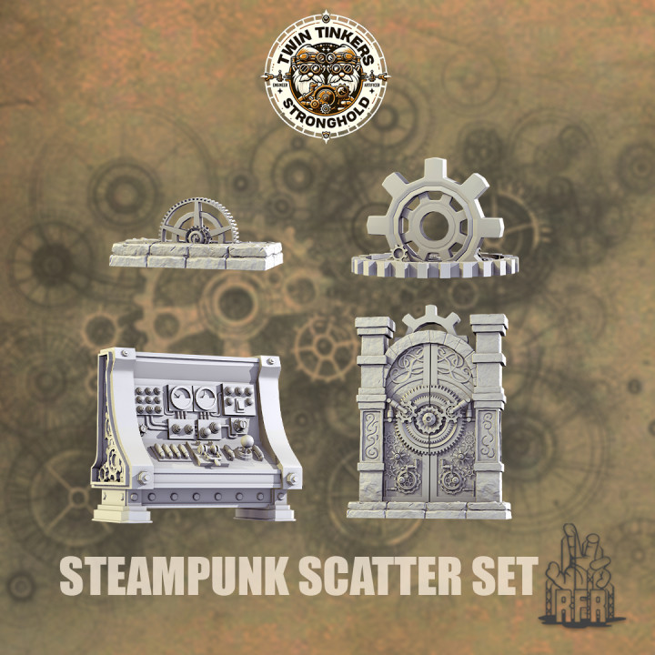 Steampunk scatter terrain - Tabletop miniature (Pre-Supported)