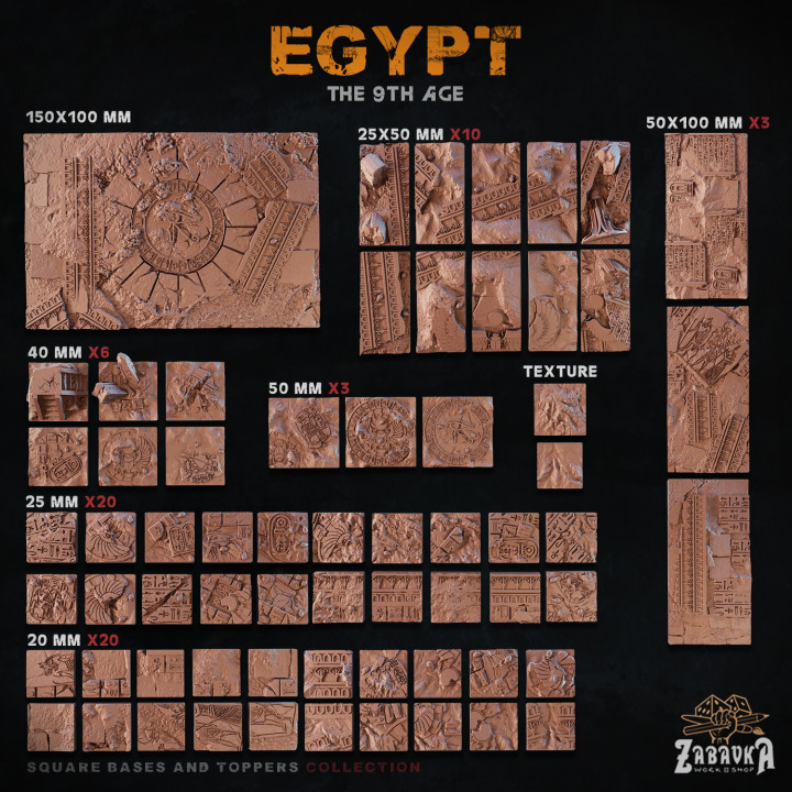 Egypt (Square) - Bases and Toppers (The 9th Age)