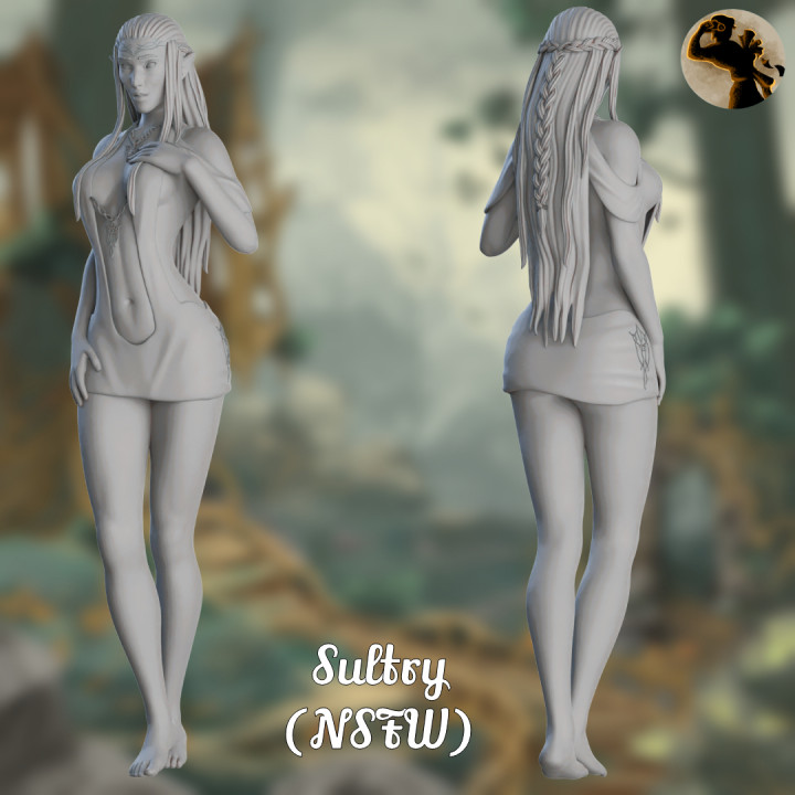 Imryll Elf Maiden Sultry |Pre-supported mini |75mm & 105mm| image