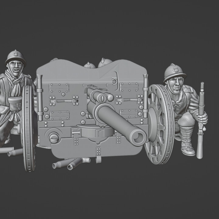28mm french 47mm AT GUN with crew and sandbag barricade image