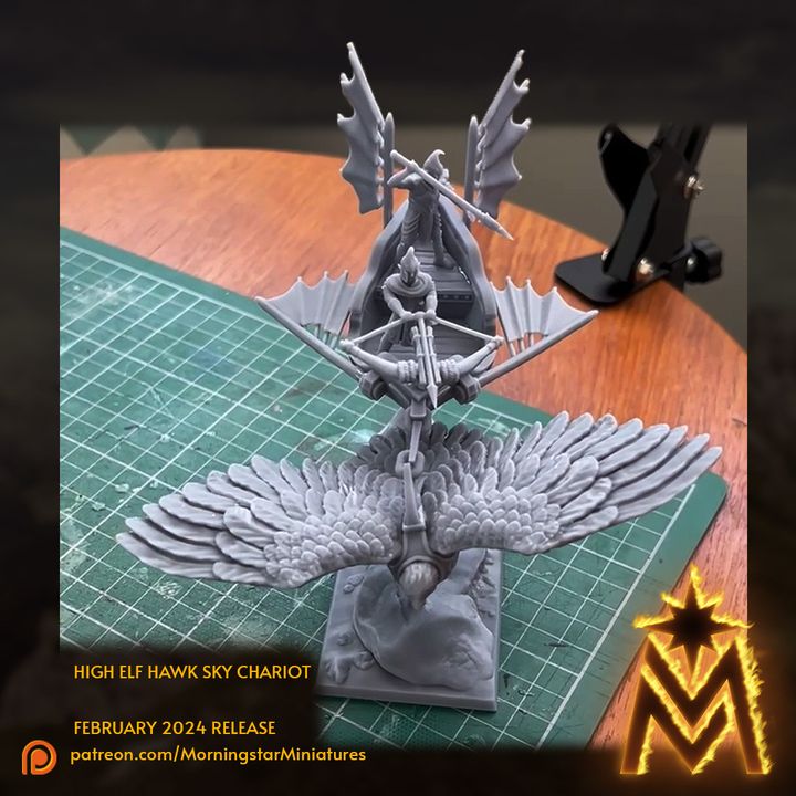 High Elf Hawk Sky Chariot | 32mm Scale Presupported image
