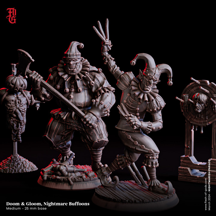 3D Printable Doom & Gloom, Nightmare Buffoons by Flesh of Gods