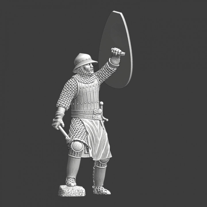 Medieval Infantryman celebrating - shield up image