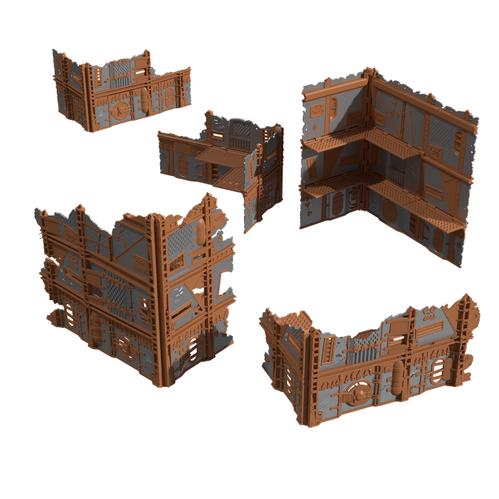 3D Printable Space P Orks Terrain - Foldable Ruins by Tinker Junkie