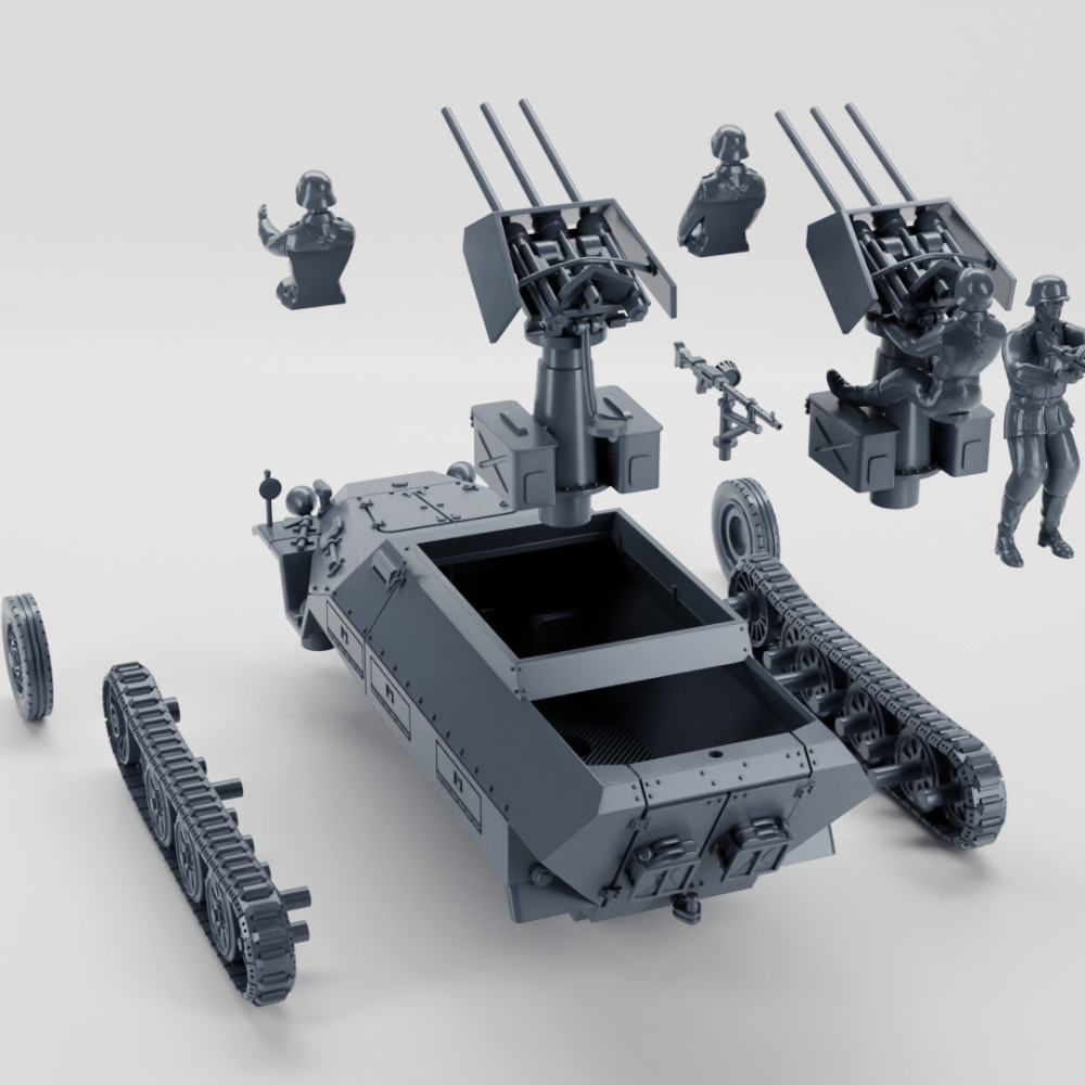 3D Printable Half-track Sd.Kfz.251/21 Ausf.D Fliegerabwehr
