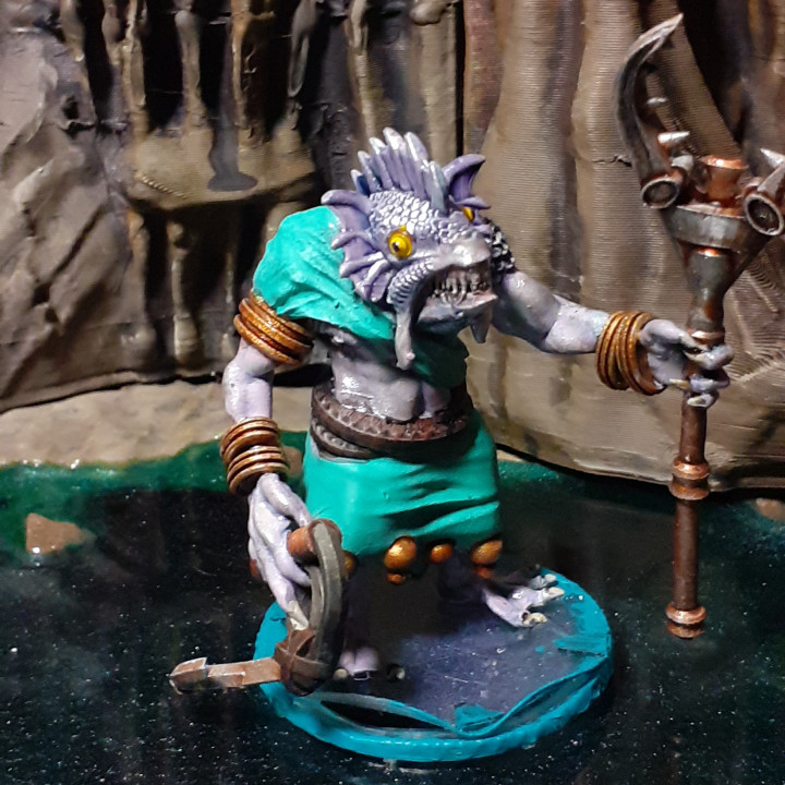 3D Printable Kuo Toa Whip 1/3 - Grinning by Black Anvil Miniatures