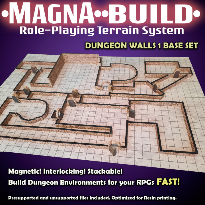 Magna-Build DUNGEON WALLS Base Set 1 -Magnetic RPG Terrain image