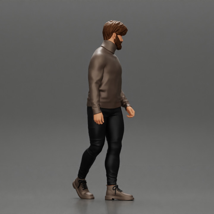 Stylish Man Walking in Turtleneck image