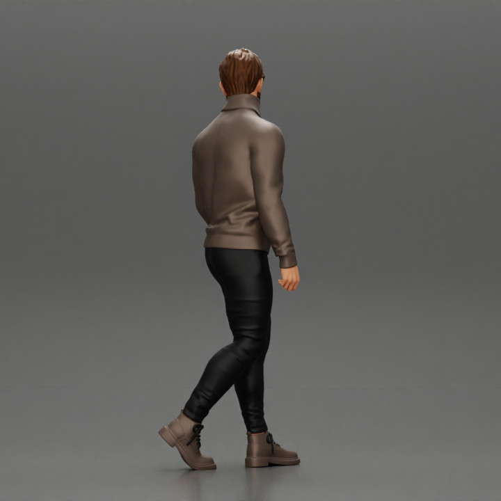 Stylish Man Walking in Turtleneck image