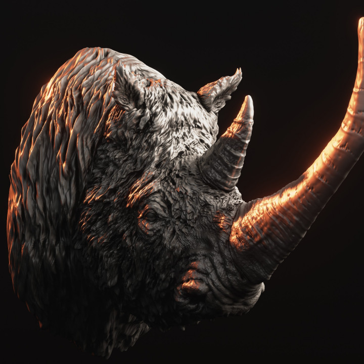 3D Printable Wooly Rhino bust/magnet by SabertoothCollectibles