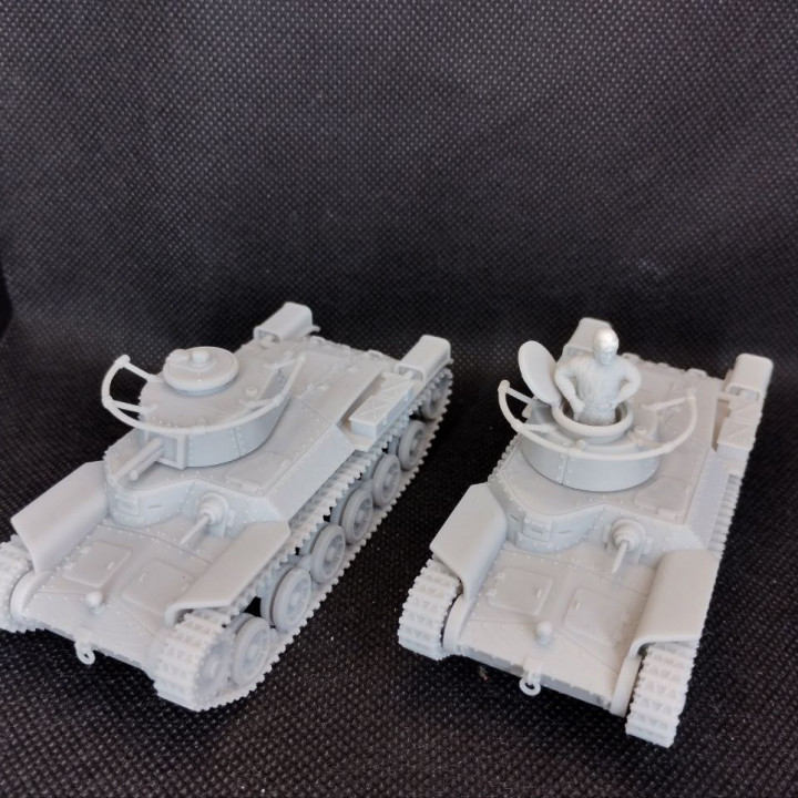 3D Printable Type 97 Chi-Ha + Type 97 Shi-Ki Command Tank + 2 Tankmen ...