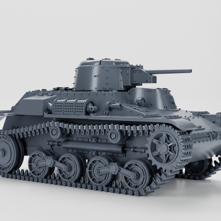 3D Printable Type 97 Te-Ke Tankette + 2 Tankmen (Japan, WW2