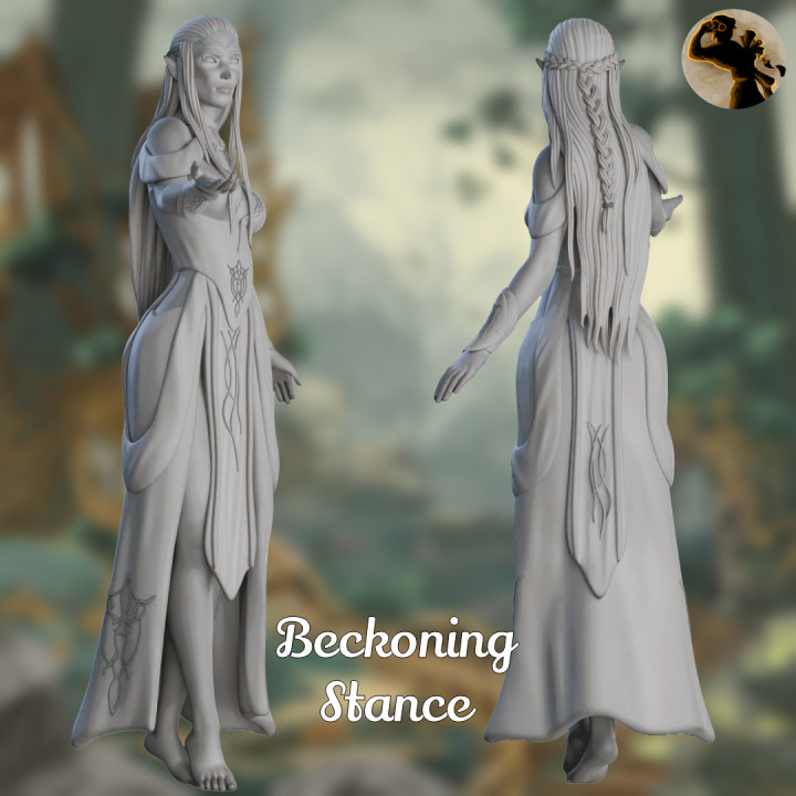 Imryll Elf Maiden Beckoning Stance|Pre-supported mini |75mm & 105mm| image