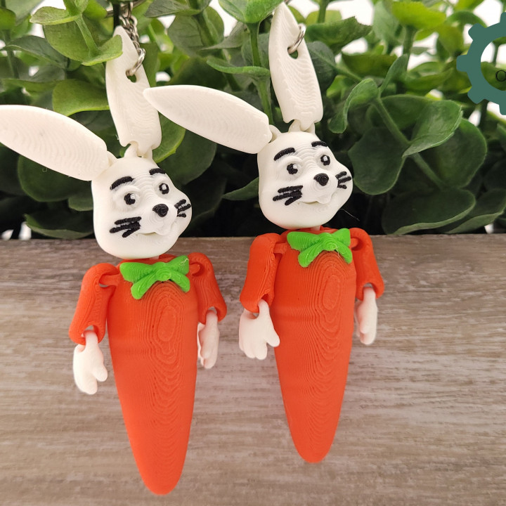 Cobotech Articulated Carrot Bunny Keychain by Cobotech image