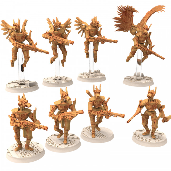 Cinan - Anubis - Peret - Pharmouti: Line, Battle Drone, space robot guardians of the Necropolis, modular posable miniatures