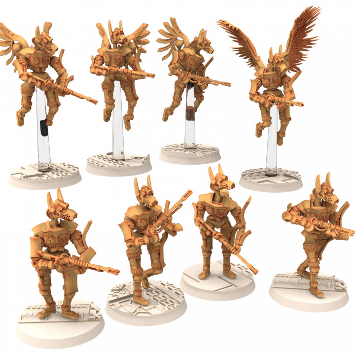 Cinan - Anubis - Peret - Tybi : Line, Battle Drone, space robot guardians of the Necropolis, modular posable miniatures