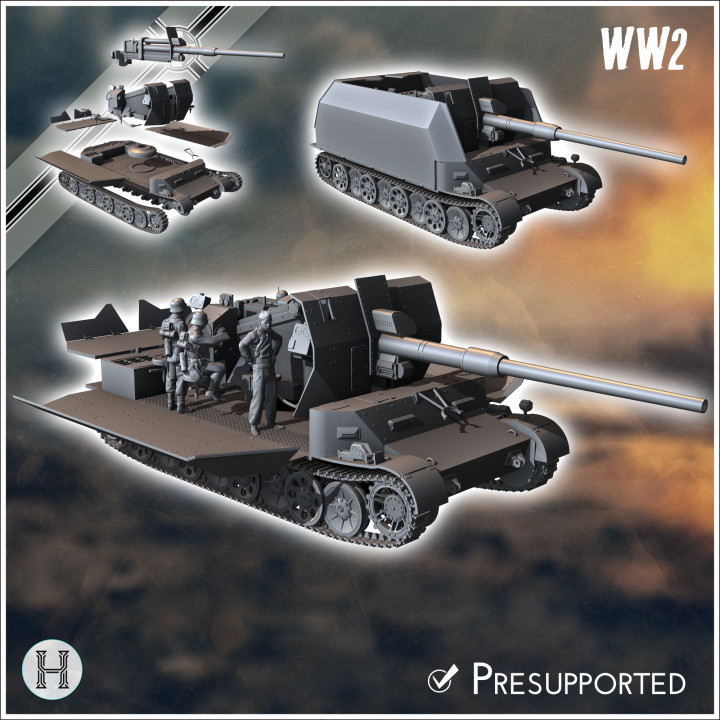 3D Printable 88 mm FlaK 41 auf Sonderfahrgestell (Pz.Sfl.IVc) (Grille ...