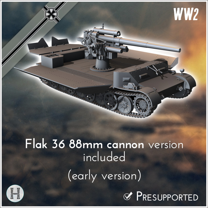 3D Printable 88 mm FlaK 41 auf Sonderfahrgestell (Pz.Sfl.IVc) (Grille ...