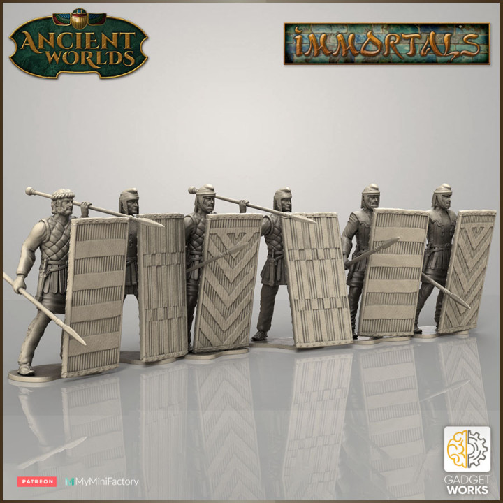 28mm Persian Sparabara shield wall - 'Immortals' image