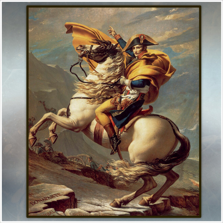 Napoleon Bonaparte crossing the Alps, from Jacques-Louis David's painting - Napoleonic era Wars Historical Eagles France 1st 32mm 28mm 20mm 15mm image