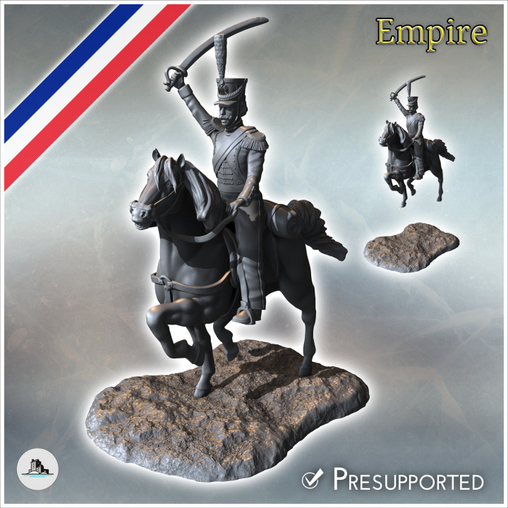 Napoleonic Hussar French cavalryman charging on horse with saber (11) - Napoleonic era Wars Historical Eagles France 1st 32mm 28mm 20mm 15mm