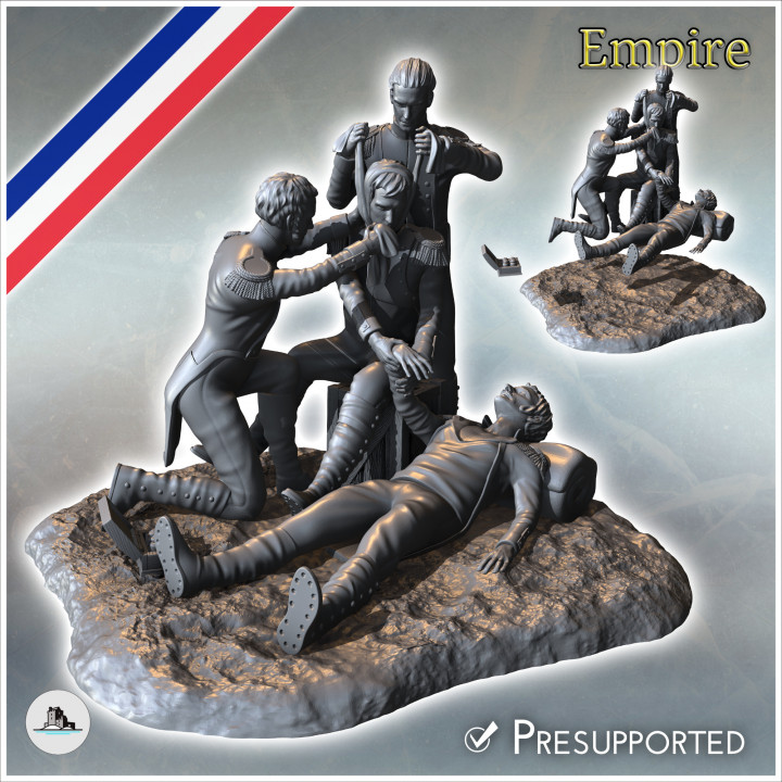 Set of four French Napoleonic infantrymen with wounded and attending physicians (14) - Napoleonic era Wars Historical Eagles France 1st 32mm 28mm 20mm 15mm image