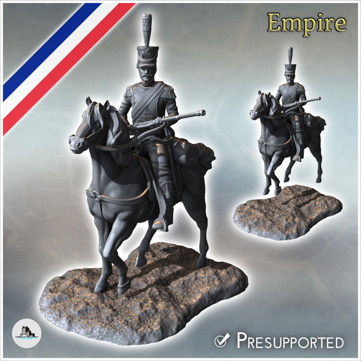 Napoleonic Hussar French cavalryman marching with musket (16) - Napoleonic era Wars Historical Eagles France 1st 32mm 28mm 20mm 15mm image