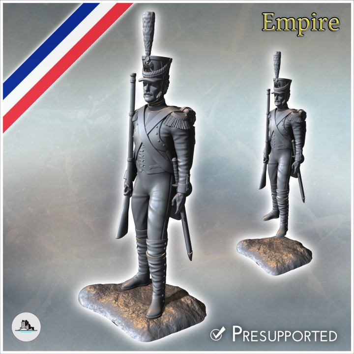 French Napoleonic infantry soldier standing on guard (17) - Napoleonic era Wars Historical Eagles France 1st 32mm 28mm 20mm 15mm