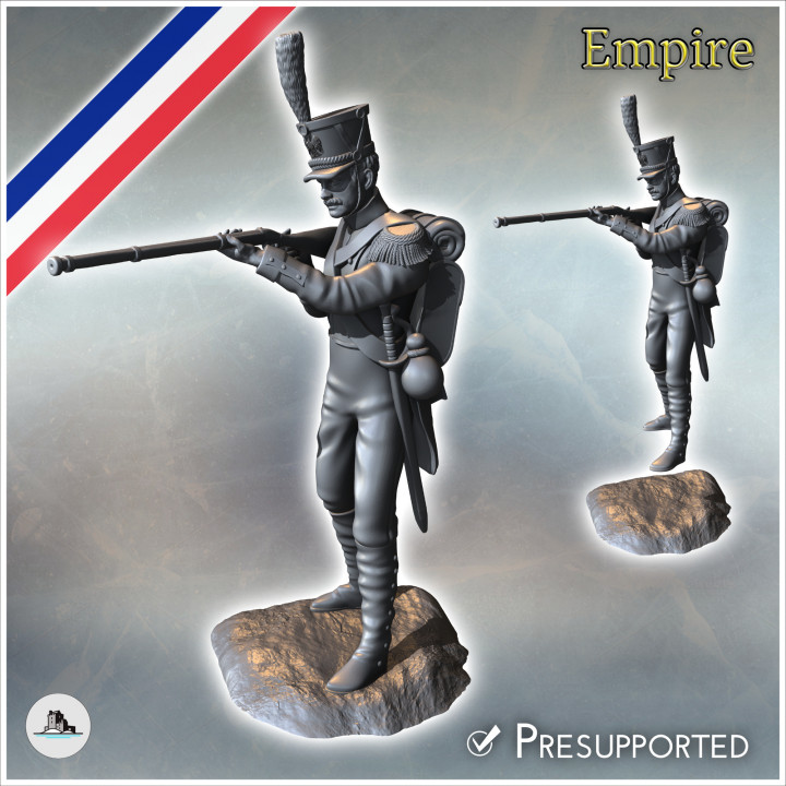 French Napoleonic infantry soldier firing standing (19) - Napoleonic era Wars Historical Eagles France 1st 32mm 28mm 20mm 15mm