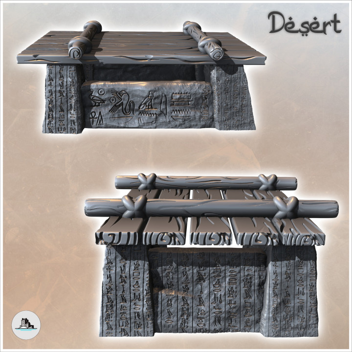 Egyptian Shelter with Hieroglyphic Inscriptions and Wooden Roof (44) - Egypt Ancient Old Desert Arid Africa RPG 28mm 15mm image