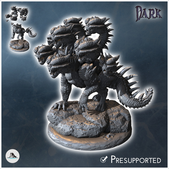 Eight-headed spiked dragon (31) - Medieval Dark Chaos Animal Beast Undead Tabletop Terrain