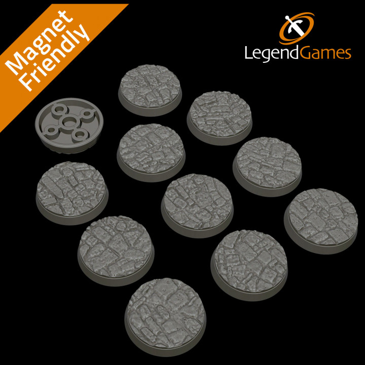 LegendGames 28.5mm Round Uneven Cobblestone bases x10