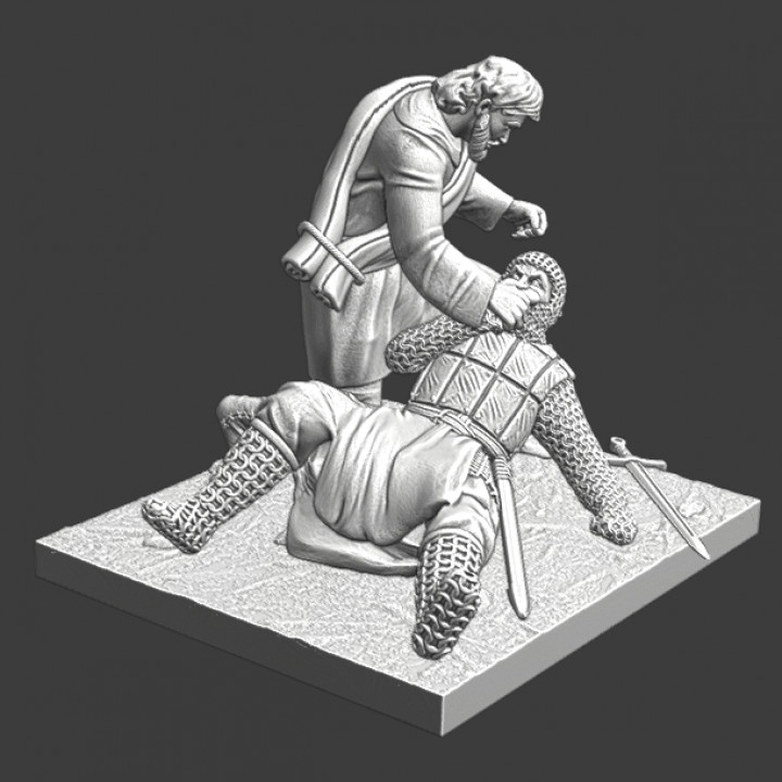 3D Printable Helping a wounded knight - Medieval diorama by Northern ...