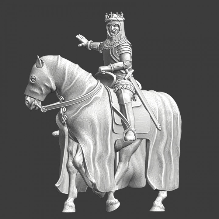 Medieval mounted King - Holding his army back image