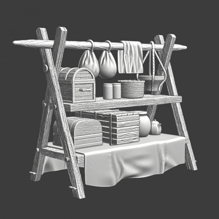 Medieval wargaming prop - Market Stall image