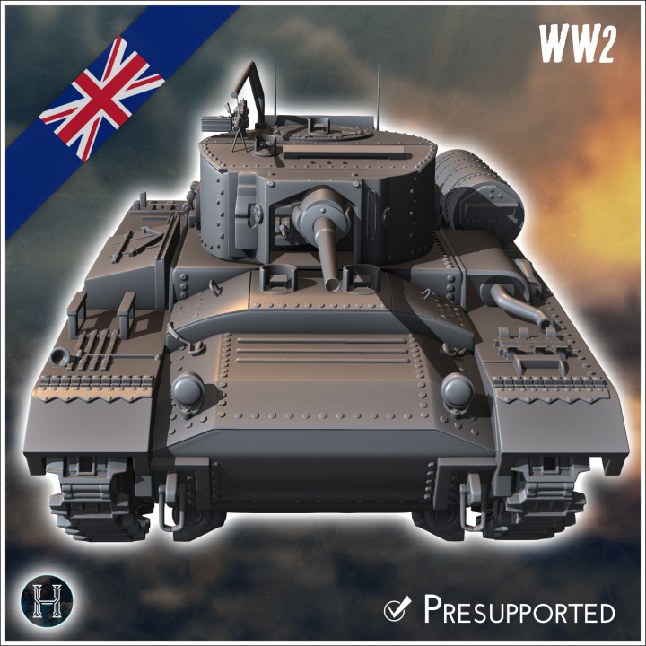 3D Printable Valentine Mark Mk. III infantry tank - UK United WW2 ...