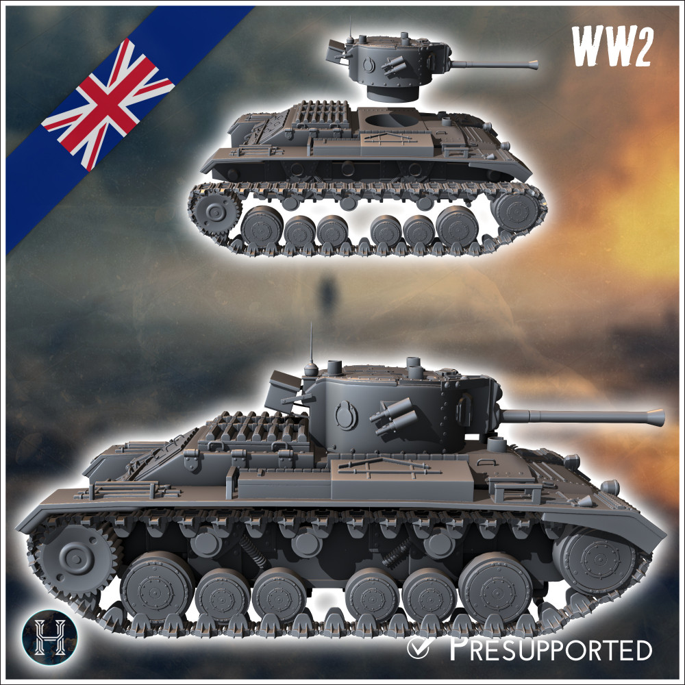 3D Printable Valentine Mark Mk. IX infantry tank - UK United WW2
