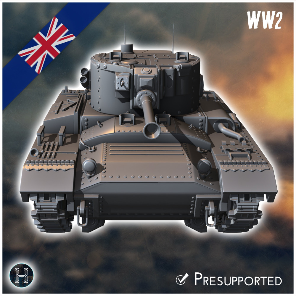 3D Printable Valentine Mark Mk. X infantry tank - UK United WW2