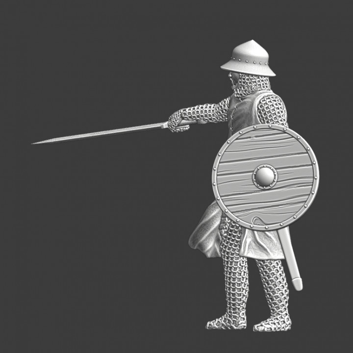 Medieval Soldier with sword and round shield image