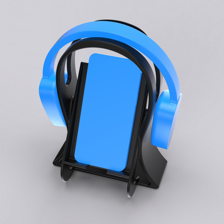 Headphone stand and phone holder image