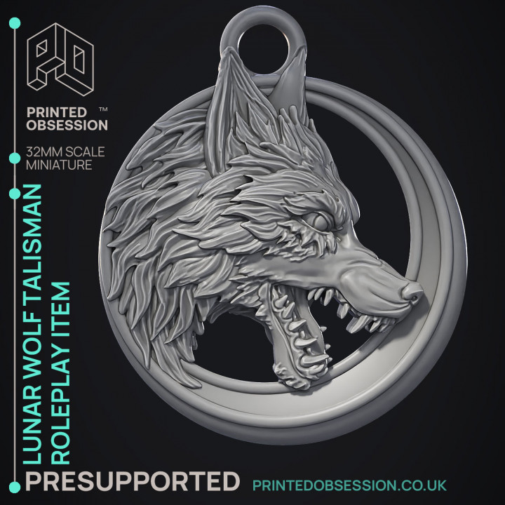 Lunar Wolf - Role Play Item -  PRESUPPORTED - Illustrated and Stats - 32mm scale image