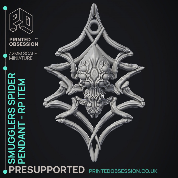 Smugglers Spider - RP Pendant -  PRESUPPORTED - Illustrated and Stats - 32mm scale image