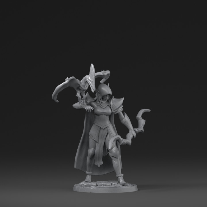 Commander Elf woman with mascot