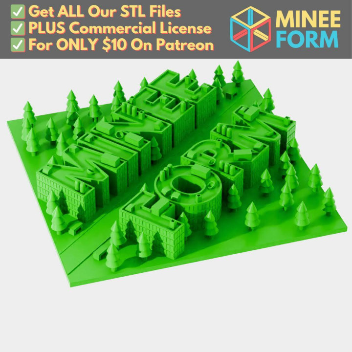 Architectural Scale Model of Office Park with Hidden Compartment for Hiding Valuables (Requires Pausing During Print) MineeForm FDM 3D Print STL File image